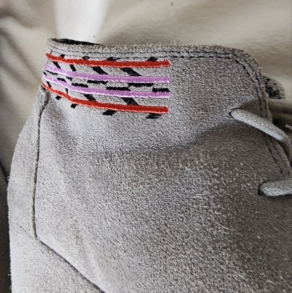 Tom's Suede Wedge Ankle Boots Lace Up Womens Shoes Booties Aztec Pattern Comfy - Picture 10 of 15